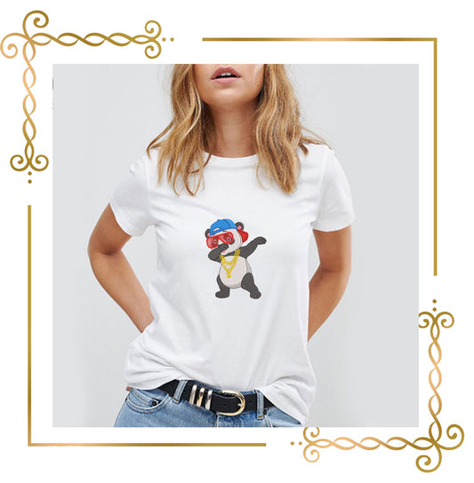 Zeichentrickfiguren Panda Rapper Stickmuster zum direkten Download Geschenk für Kind