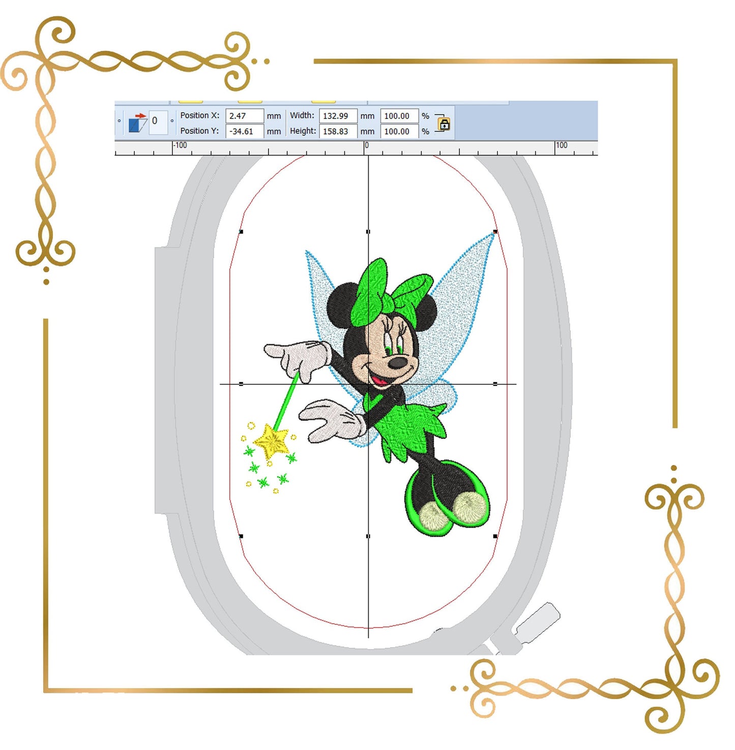 Mouse Fabulous Fairy Princess Fantasy  3 Sizes embroidery design to the direct download.