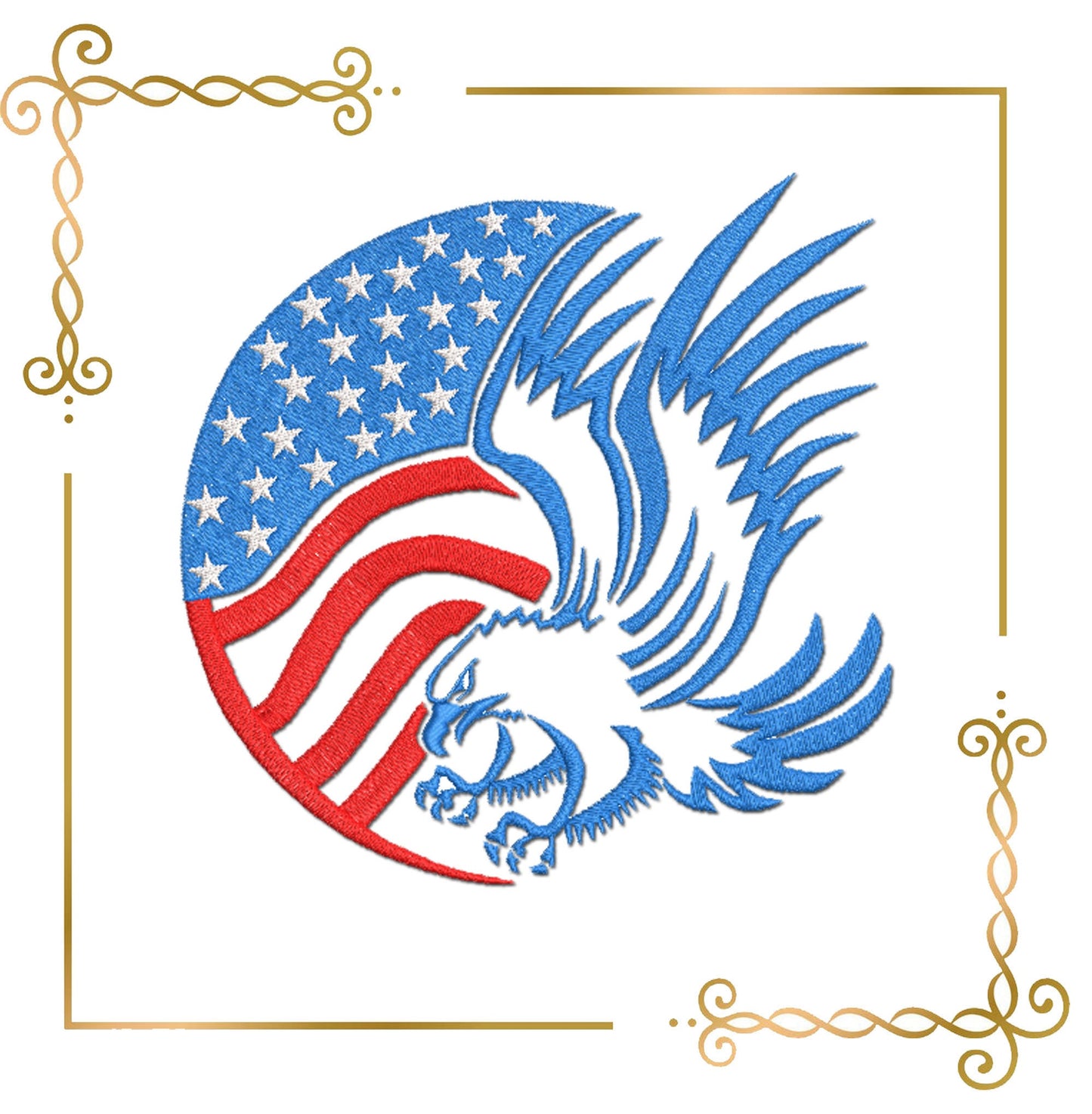 Embroidery design for T-shirts American eagle 3 Sizes   to the direct download.