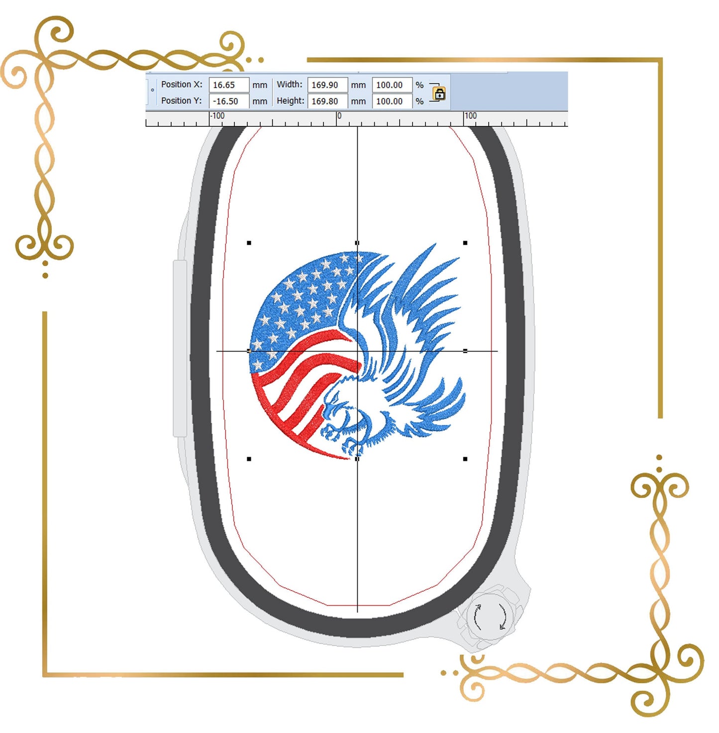 Embroidery design for T-shirts American eagle 3 Sizes   to the direct download.