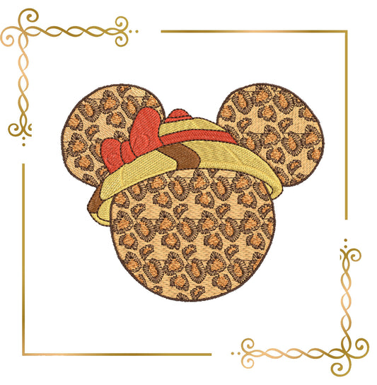 Mouse Minnie Head  Leopard Safari Parody digital embroidery design