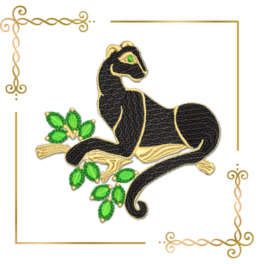 Schmuck Panther Brosche mit Smaragden Brosche Schmuck Stickmuster zum direkten Download.