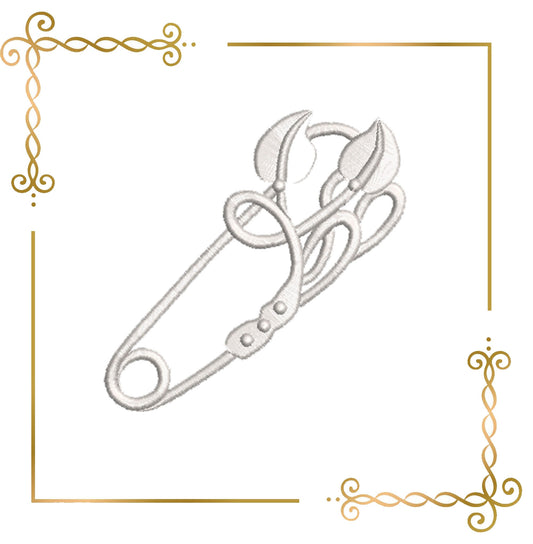 Schmucknadel Brosche gold silber 2 Größen Stickmuster zum direkten Download.