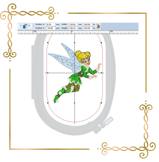 Princess Tinker Bell  Disney Fabulous Fairy Christmas winter  Embroidery machine design to the direct download.Tinker Bell