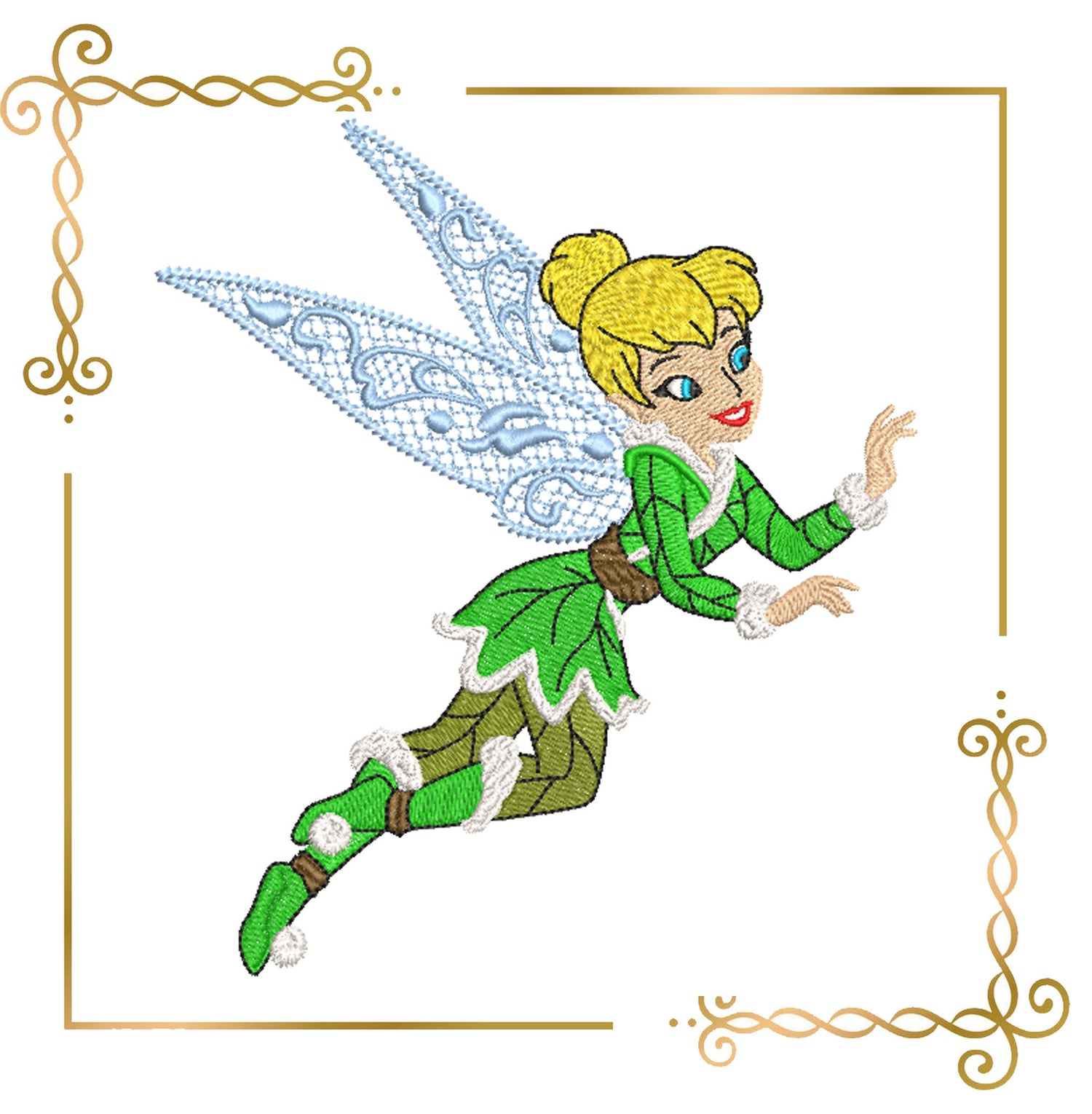 Princess Tinker Bell  Disney Fabulous Fairy Christmas winter  Embroidery machine design to the direct download.Tinker Bell