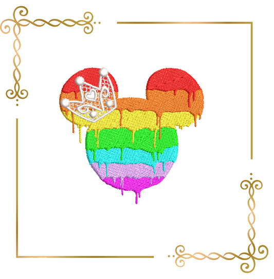 minnie rainbow embroidery  to the direct download