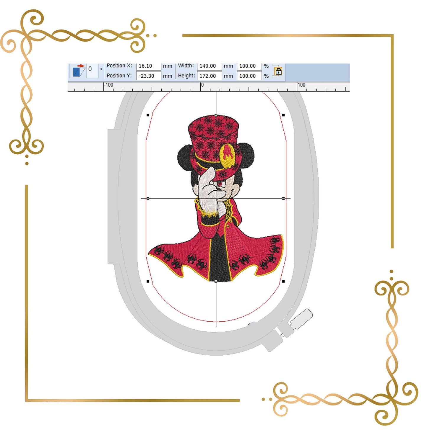 Mickey Mouse Halloween dress costume cylinder hat spiders digital embroidery design