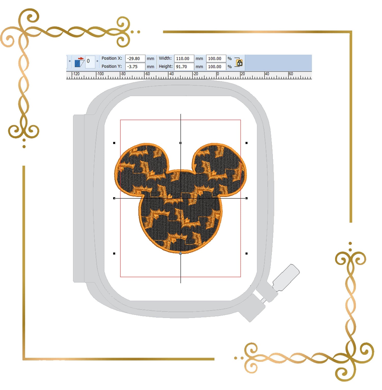 Halloween Mickey Mouse Head Fledermaus digital embroidery