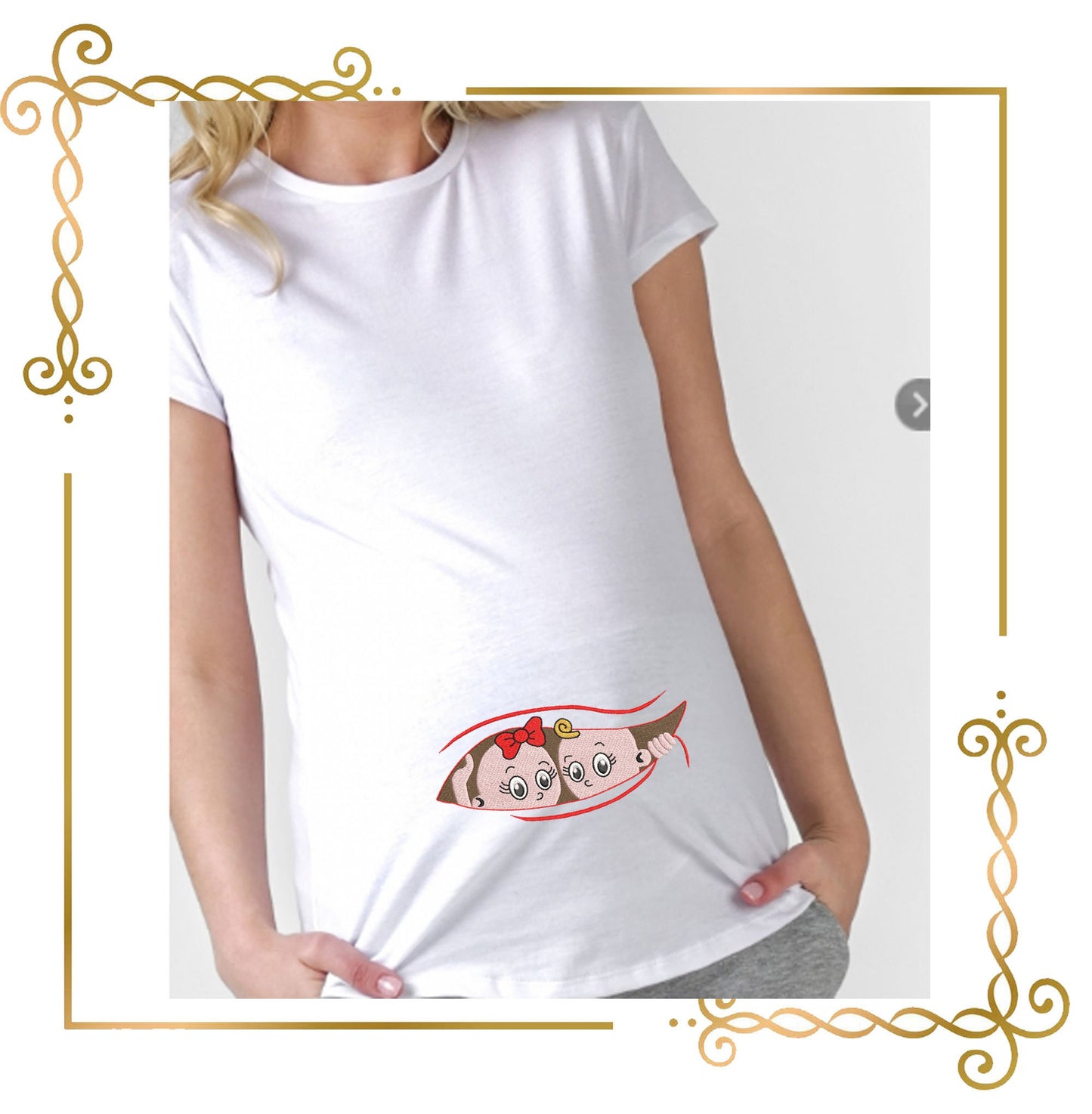 Mother's day to pregnant women twins boy and girl  2 Sizes embroidery design to the direct download.