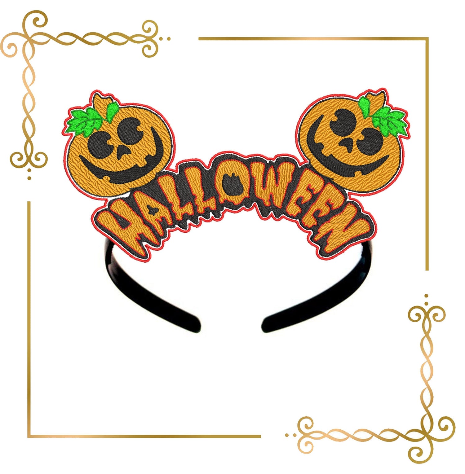 Halloween Crown Halloween Mickey Mouse ears pumpkin embroidery design