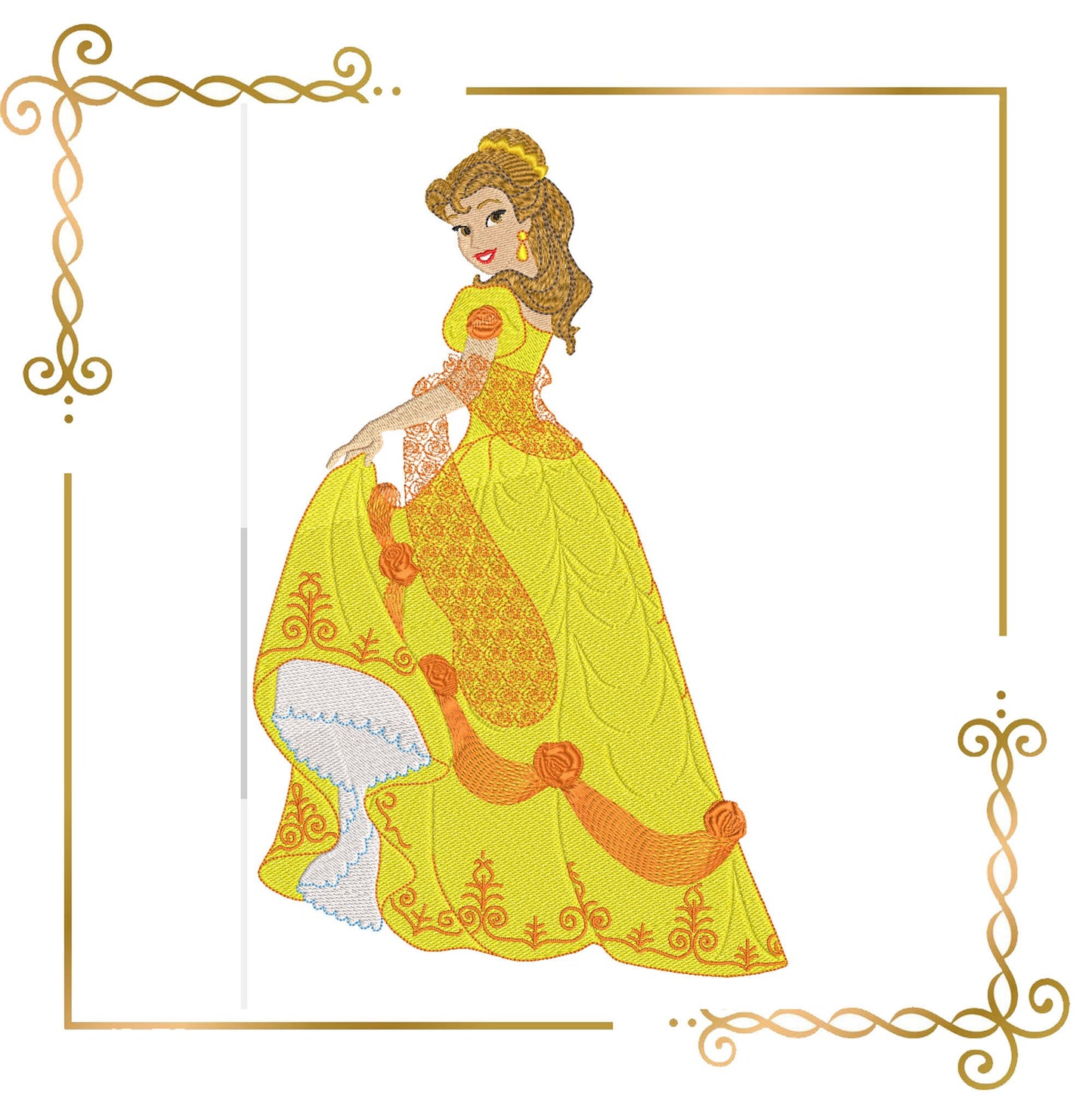 Princess  Belle in a delicate dress Digitale embroidery design to the direct download.