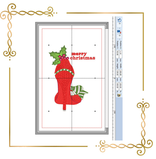 Weihnachtsschuhe mit Schleife 2 Größen Stickmuster zum direkten Download