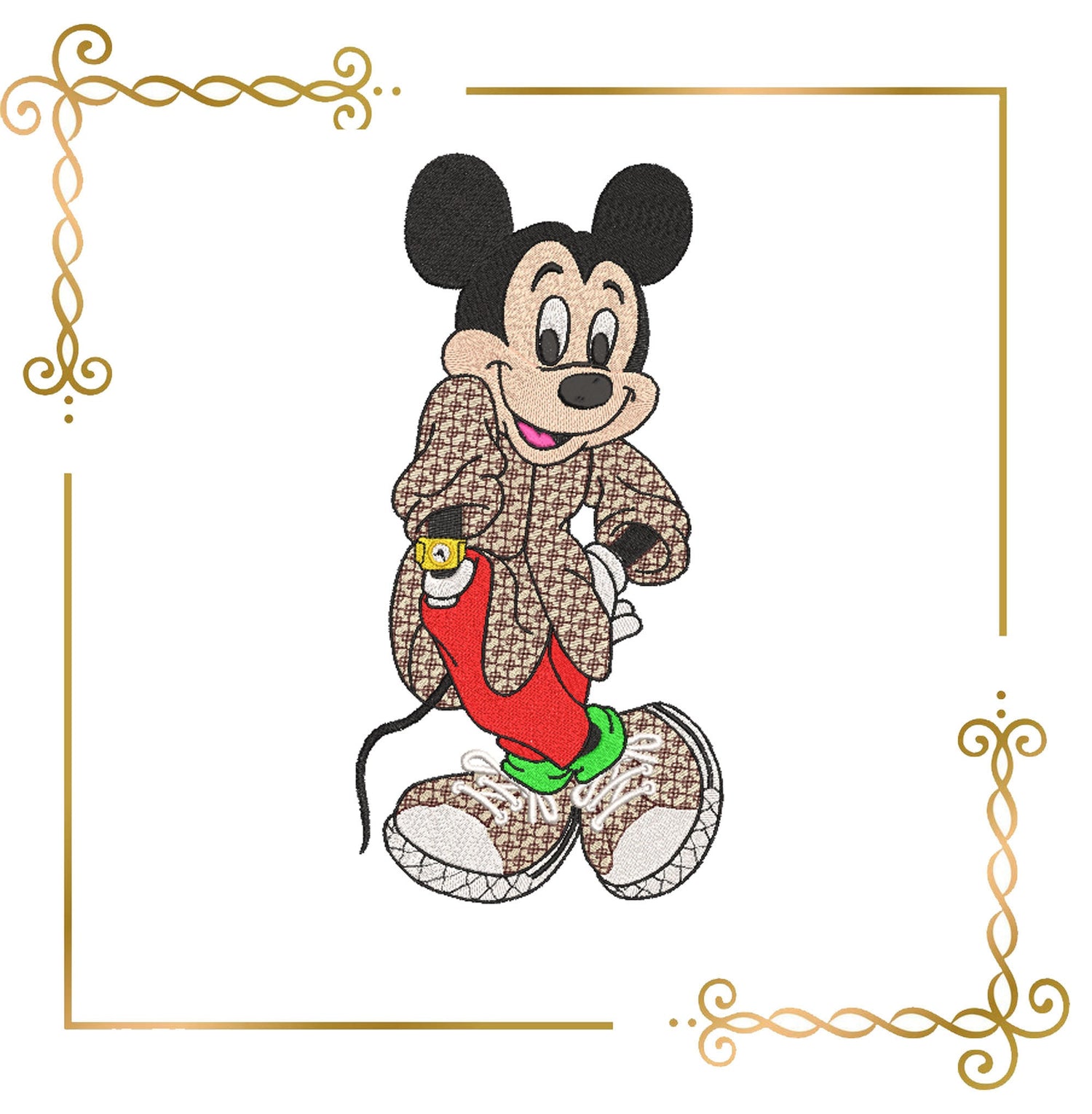 Mouse and the watch Fantasy parody Gucci embroidery design to the direct download.