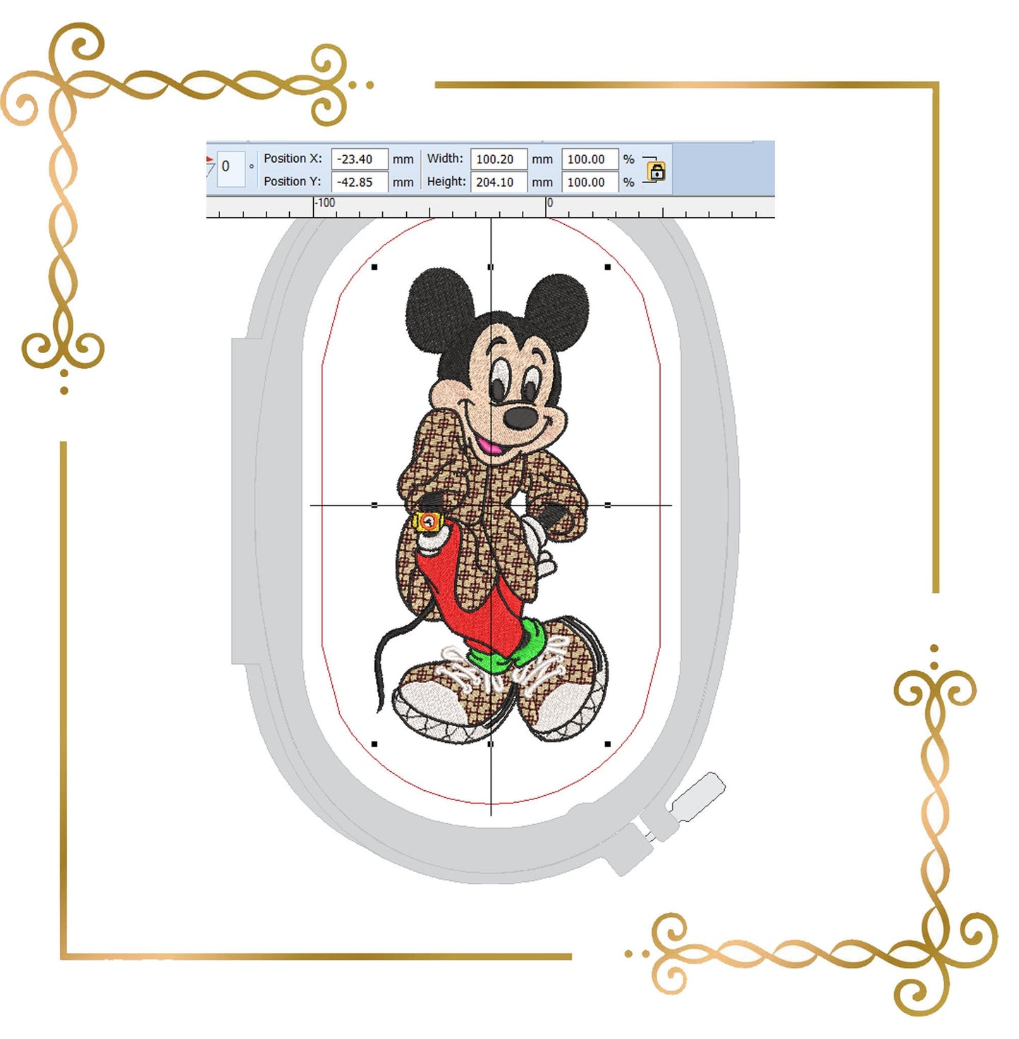 Mouse and the watch Fantasy parody Gucci embroidery design to the direct download.