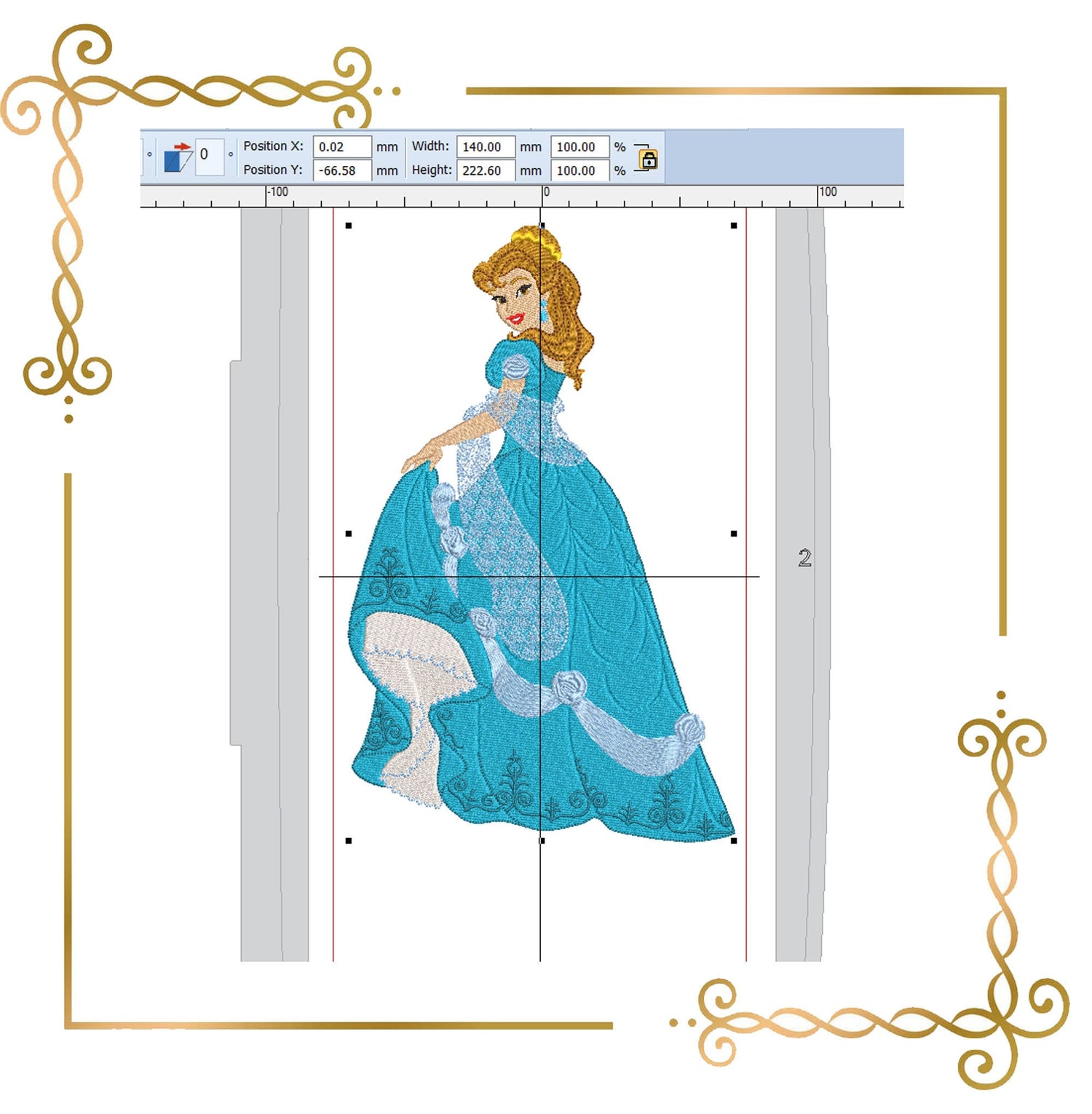 Princess  Belle in a delicate dress Digitale embroidery design to the direct download.