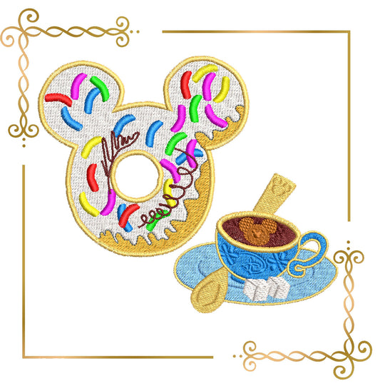 Gift design Mouse head Gingerbread coffee cup embroidery design embroidery design to the direct download