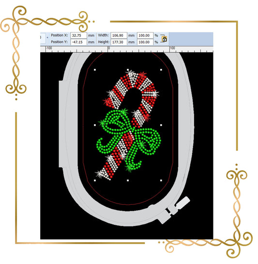 Weihnachten CANDY CANE Perlstickerei Design Stickmuster