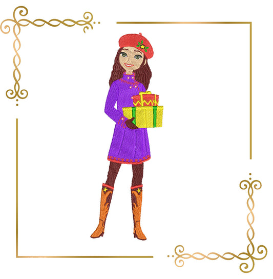 Prinzessin Lucky Spirit Winter Weihnachtsgeschenke Stickmuster zum direkten Download.