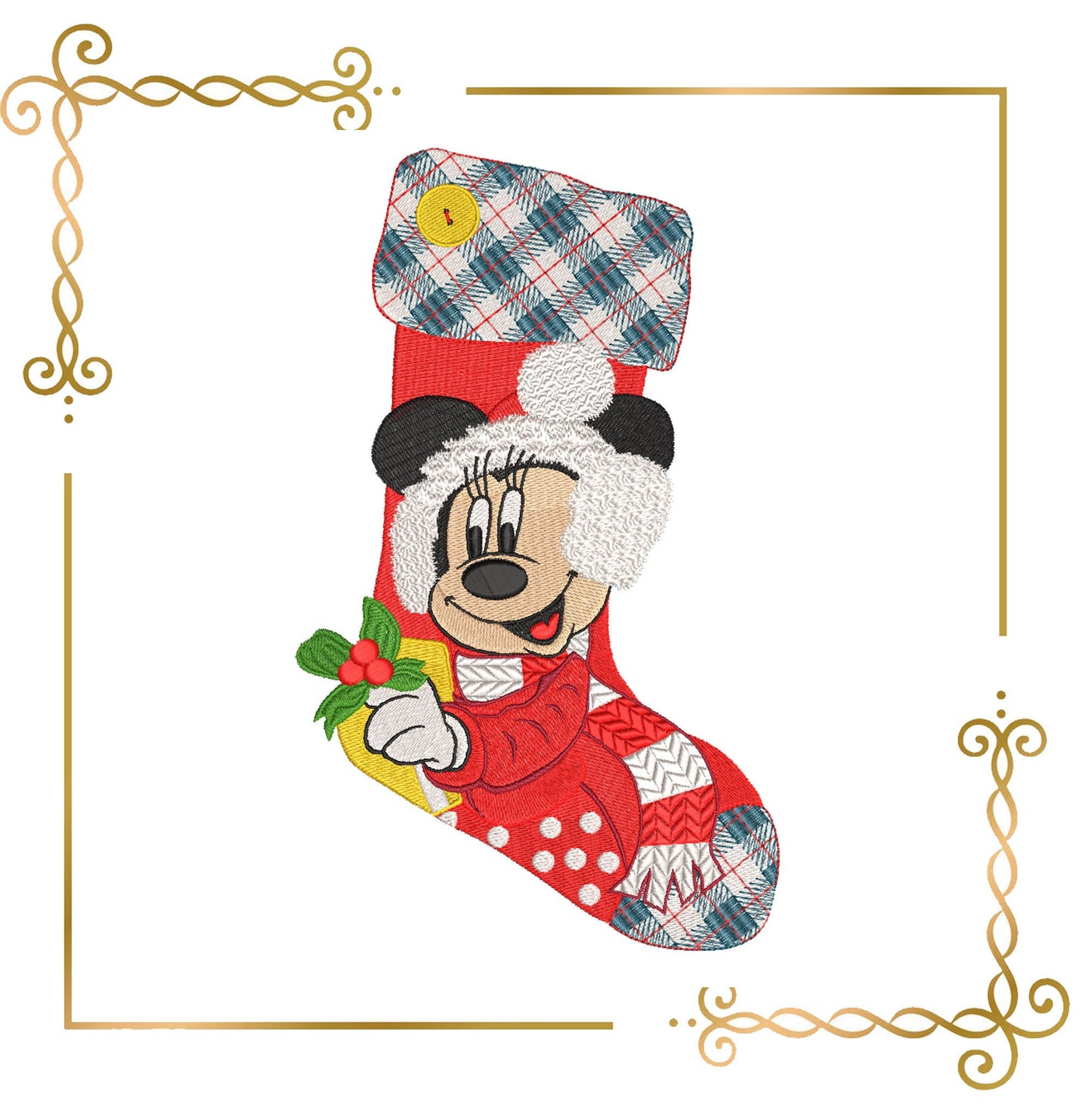 Maus Christmas Boot Minnie und Patch Stickmuster Stickmuster