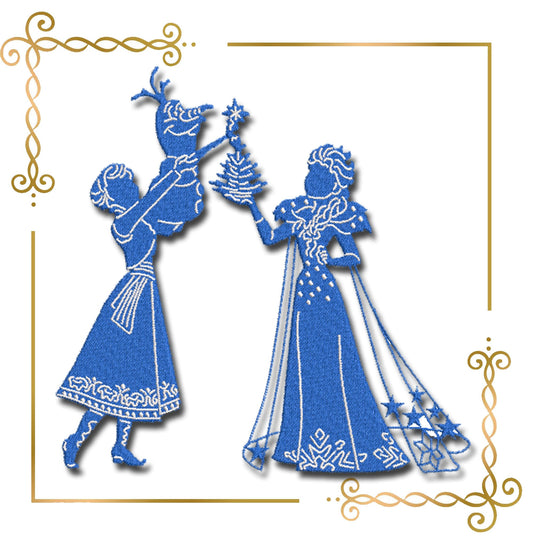 Gift design Princess Elsa Princess Anna, Olaf, shadow, Winter  Frozen Tattered, Disney character,  magic, fairy tale, Embroidery  machine design  to the direct download