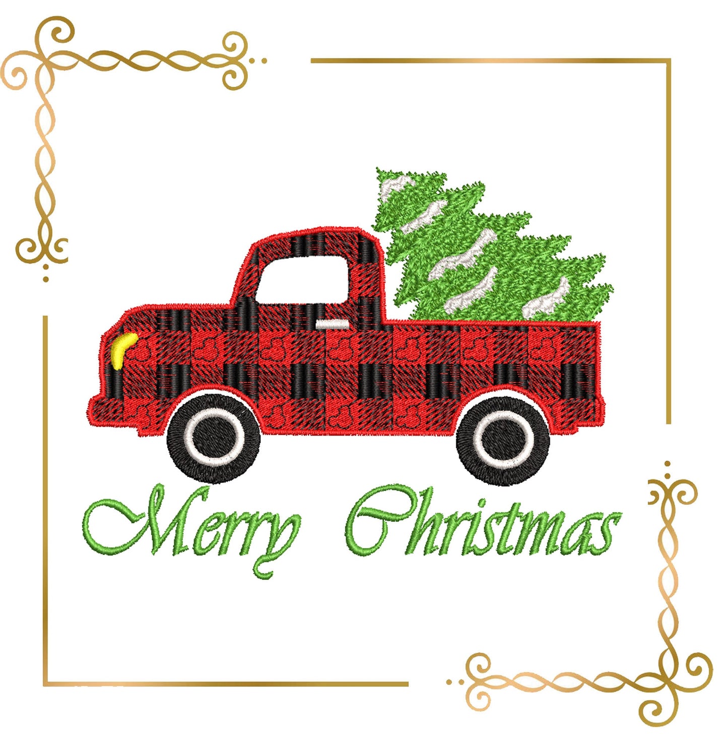 Motif de broderie voiture Noël Joyeux Noël à télécharger directement