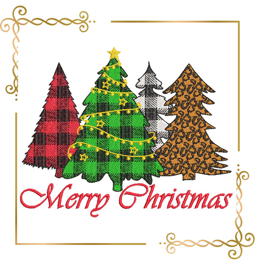 Christmas Winter Christmas trees digital machine embroidery design 