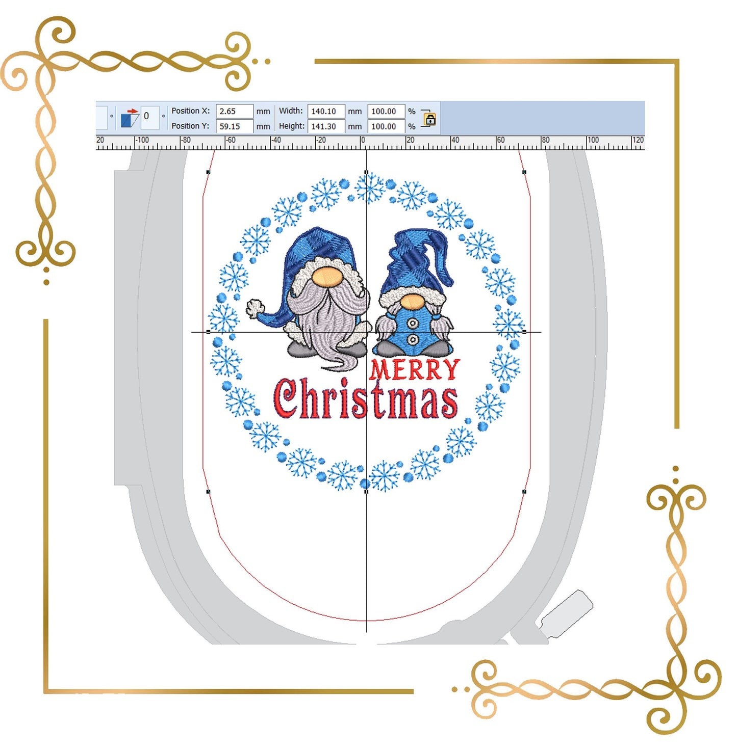 Gnome Christmas Embroidery Design 2 tailles Téléchargement instantané