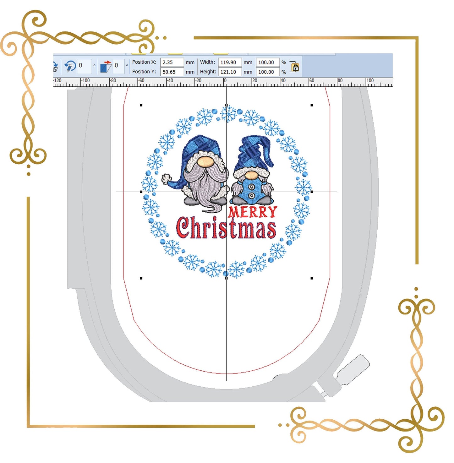 Gnome Christmas Embroidery Design 2 sizes Instant Download