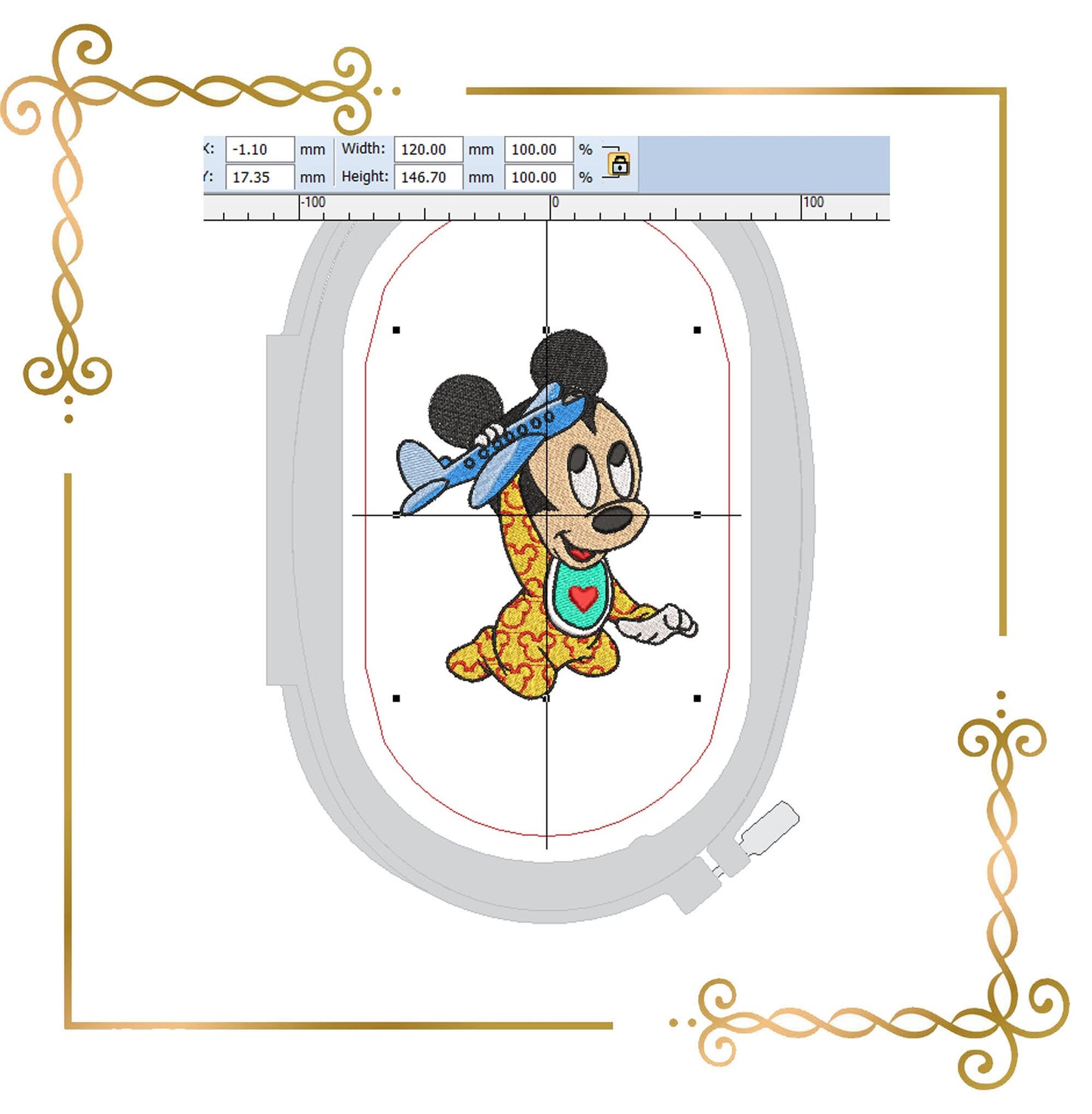 Mouse Baby Fantasy parody with a toy airplane 2 variants  2 Sizes embroidery design to the direct download.