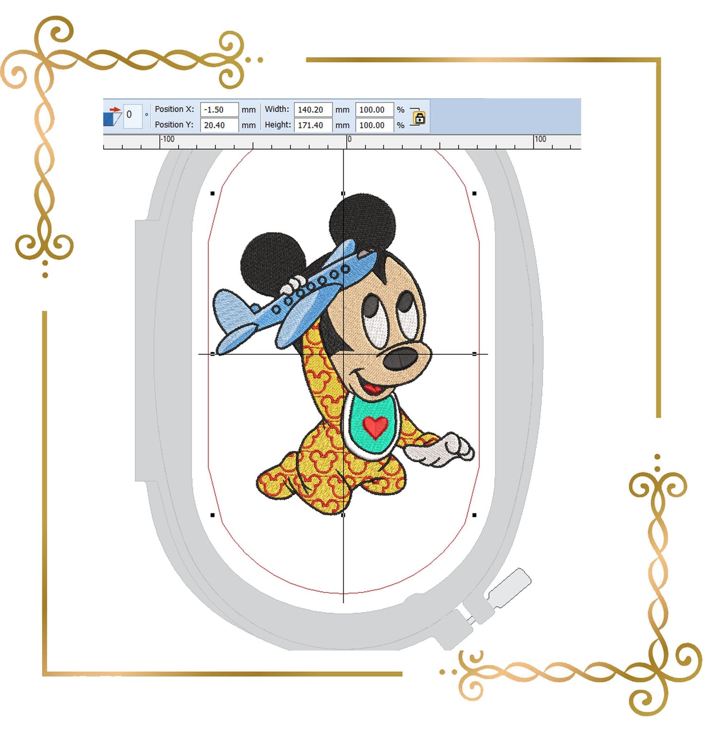 Mouse Baby Fantasy parody with a toy airplane 2 variants  2 Sizes embroidery design to the direct download.