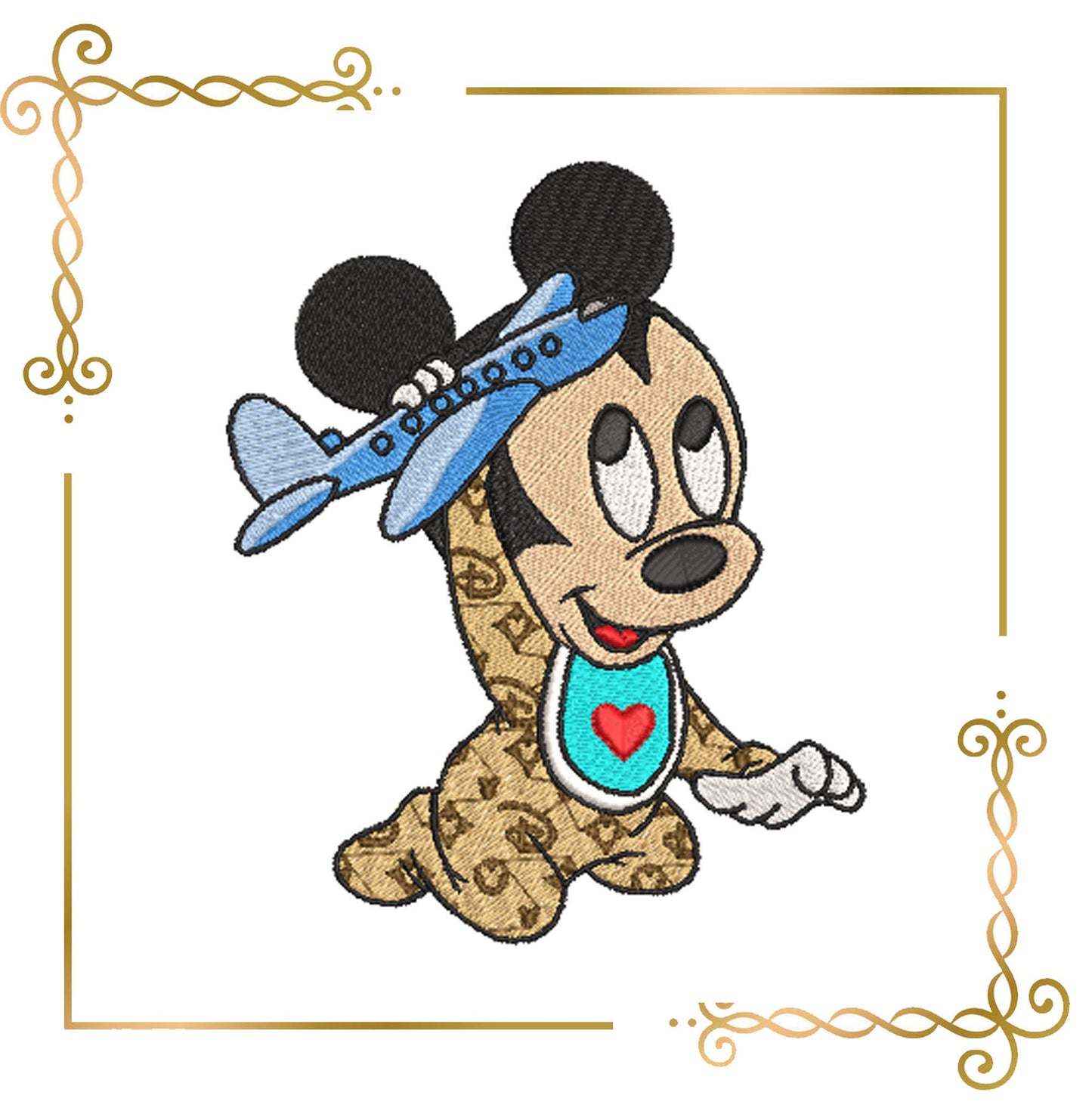 Mouse Baby Fantasy parody with a toy airplane 2 variants  2 Sizes embroidery design to the direct download.