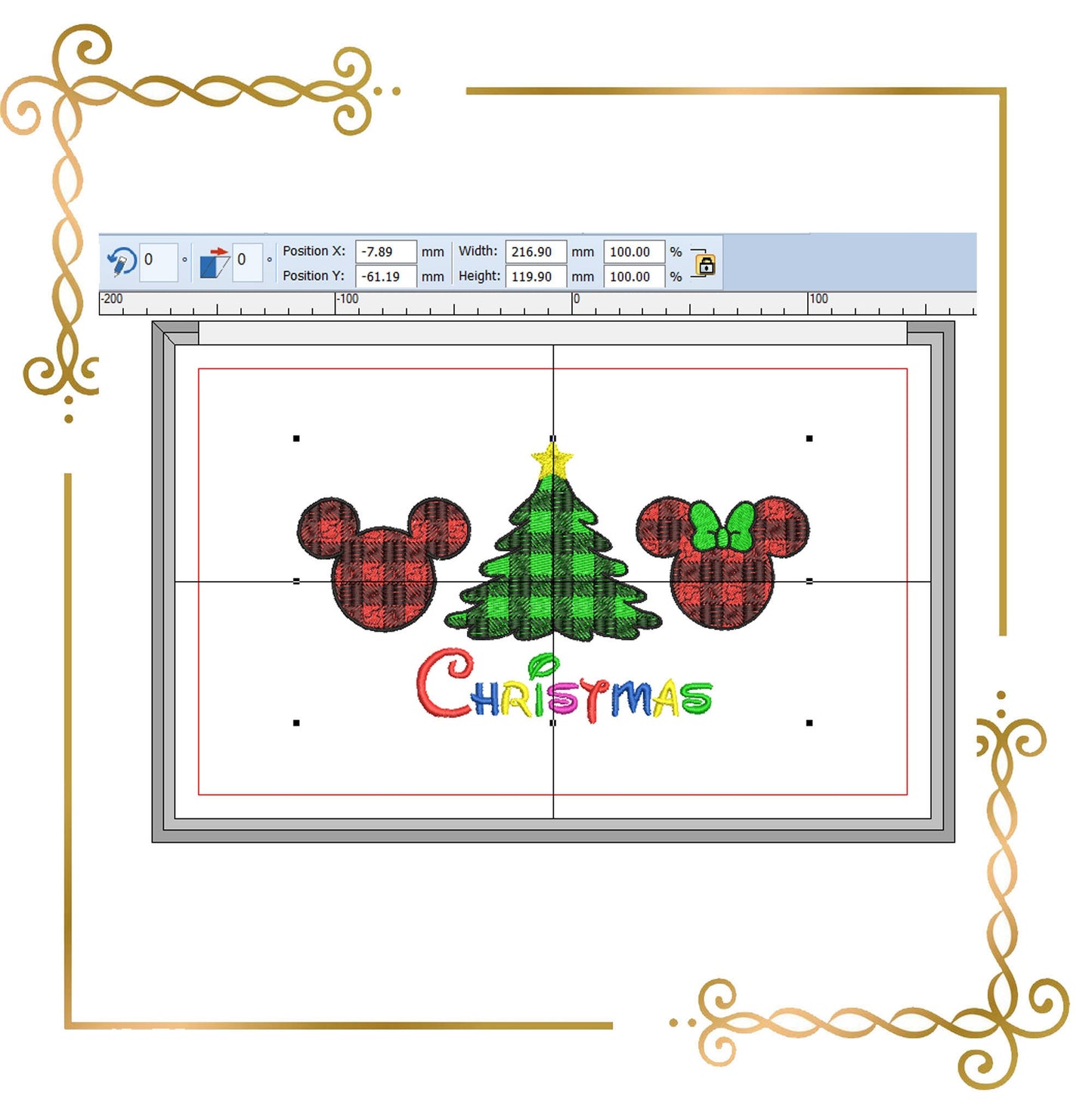 Maus Weihnachten 3 Größen Weihnachtsbaum Stickmuster zum direkten Download