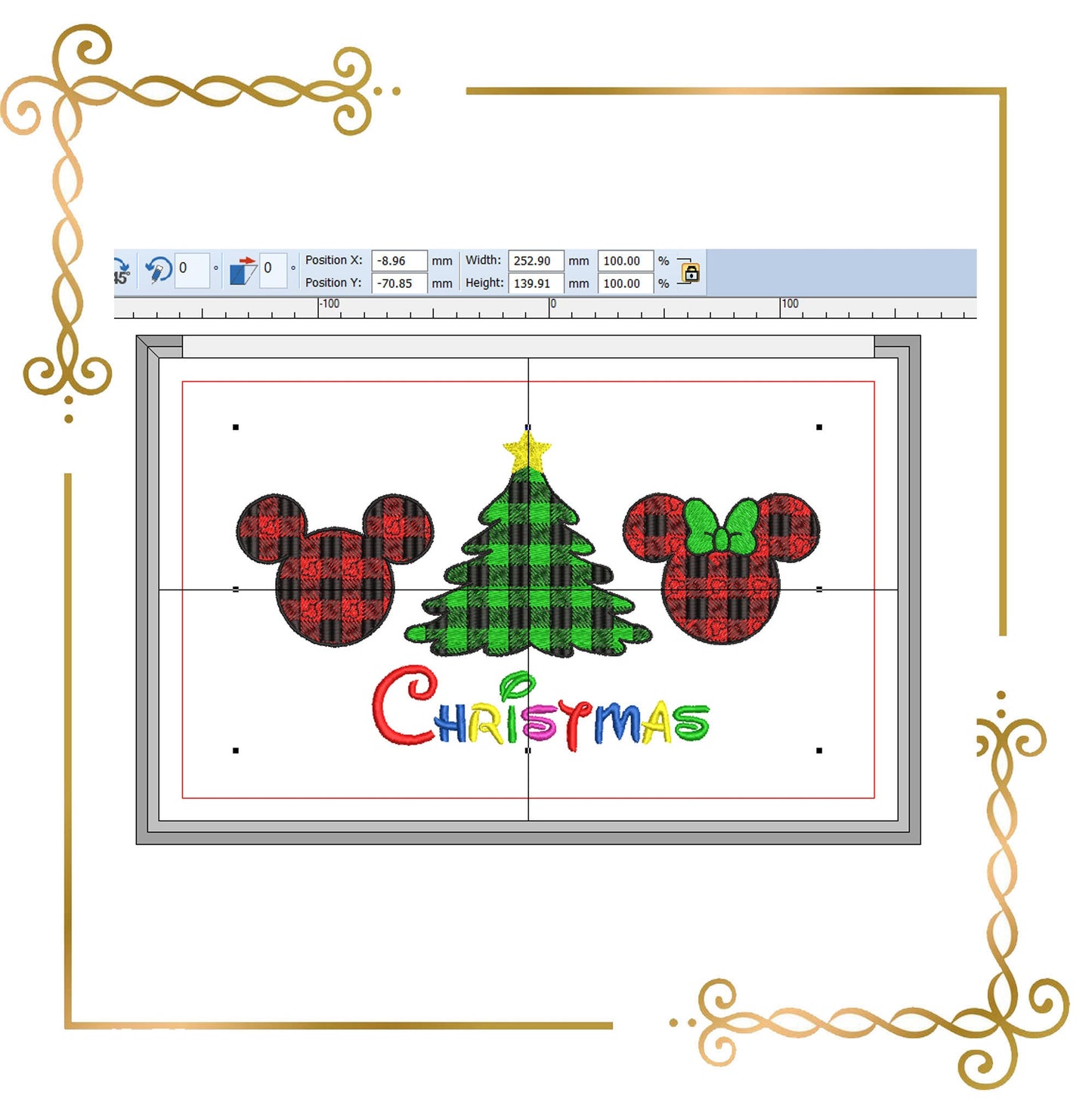 Mouse Christmas 3 Sizes Christmas Tree  embroidery design to the direct download