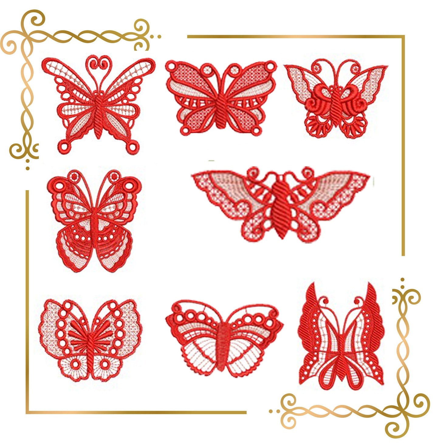 Lace and decorations Belgiumlace  Butterfly lace embroidery design to the direct download.