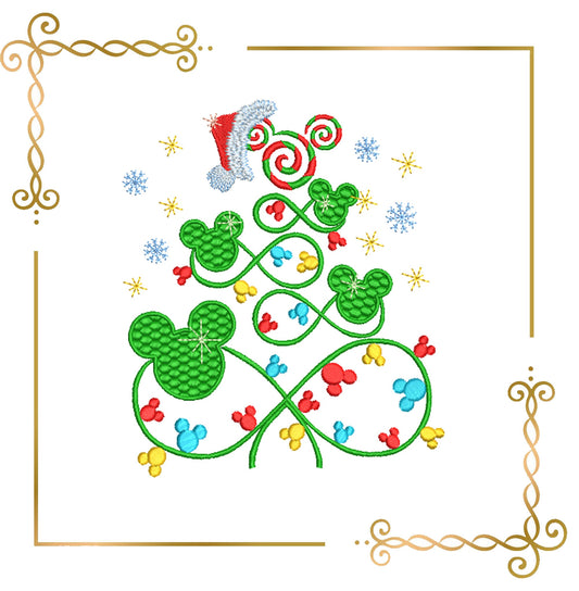 Weihnachtsmaus Weihnachtsbaum und Schloss 2 Größen Stickmuster zum direkten Download