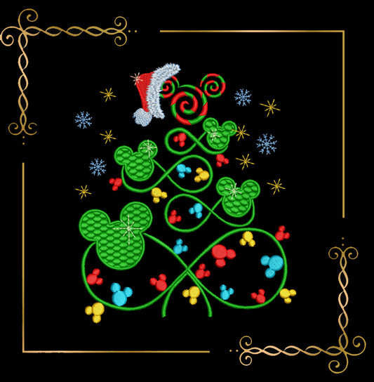 Motif de broderie Souris de Noël Arbre de Noël et Château 2 tailles à télécharger directement