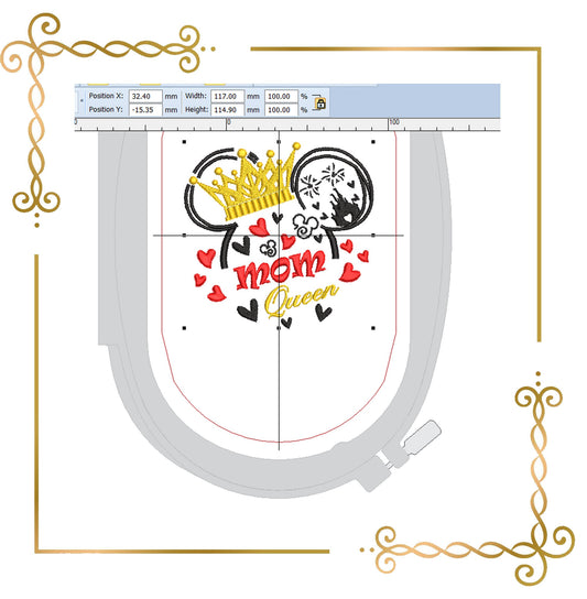Mouse MOM Queen Holiday Muttertag Stickmuster zum direkten Download