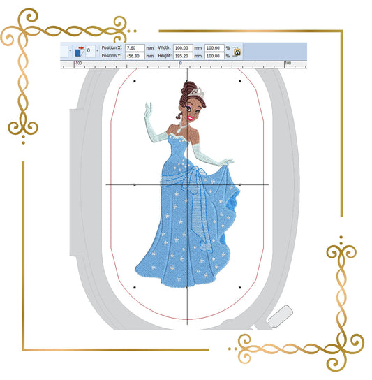 Princess Tiana  Disney character Embroidery machine design to the direct download