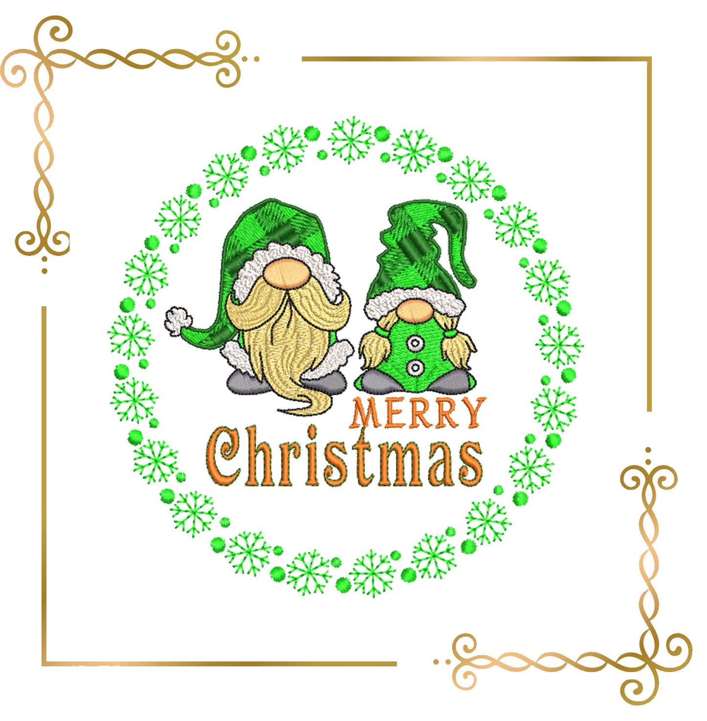 Gnome Christmas Embroidery Design 2 sizes Instant Download