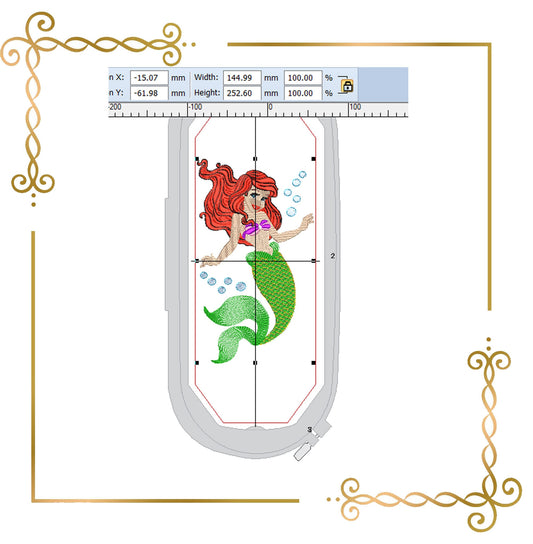 Princess Ariel mermaid  Disney character machine embroidery design 