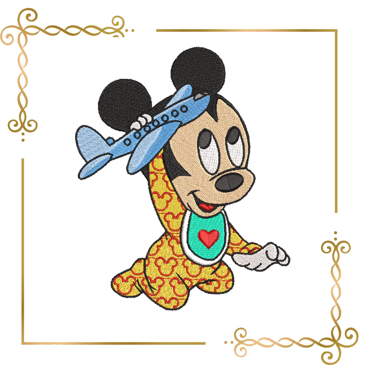 Mouse Baby Fantasy parody with a toy airplane 2 variants  2 Sizes embroidery design to the direct download.