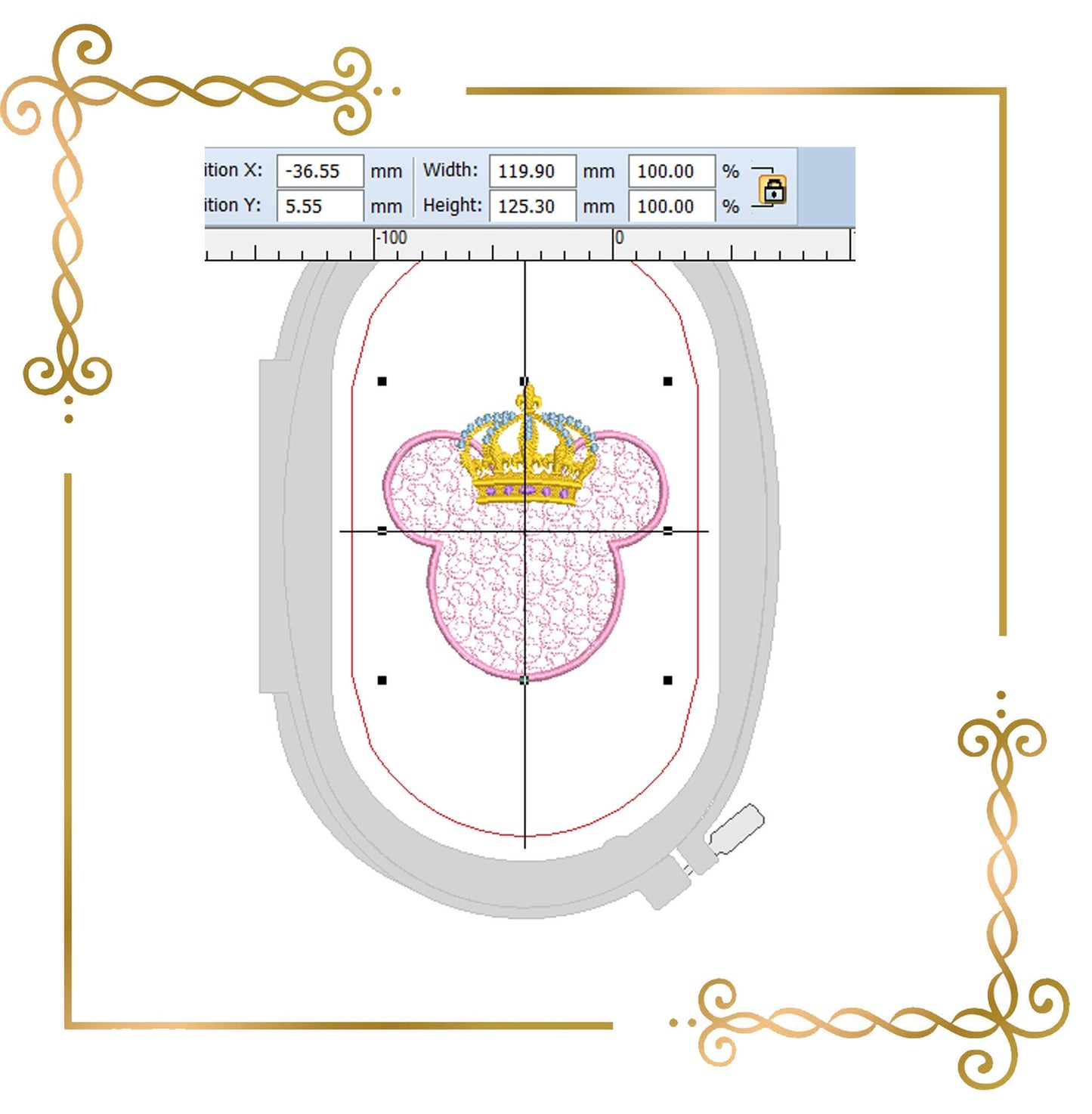 Mouse,  Head,  mickey, crown, embroidery zum direkten Download.