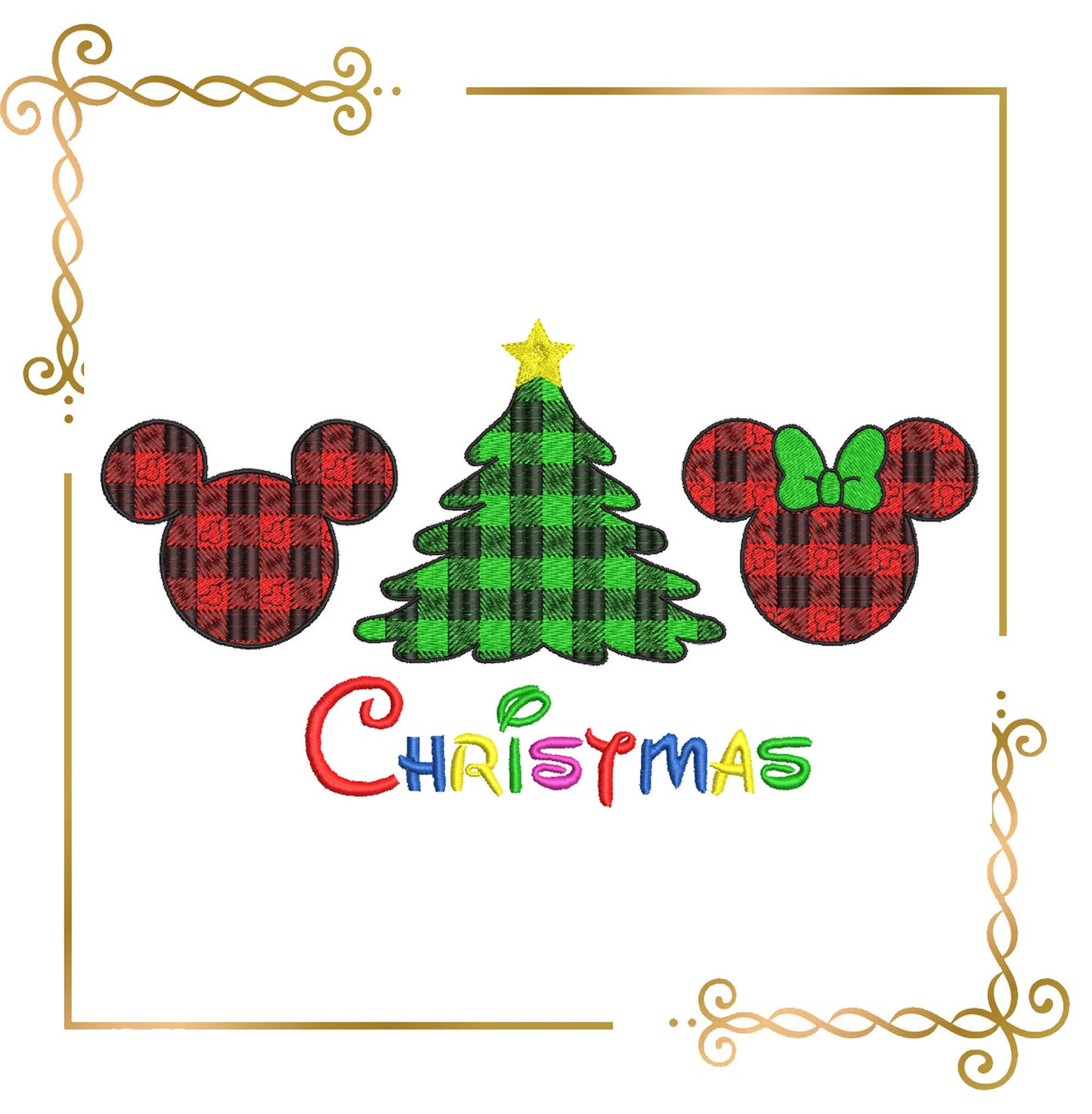 Mouse Christmas 3 Sizes Christmas Tree  embroidery design to the direct download