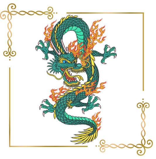 Animals Dragon digital machine embroidery design