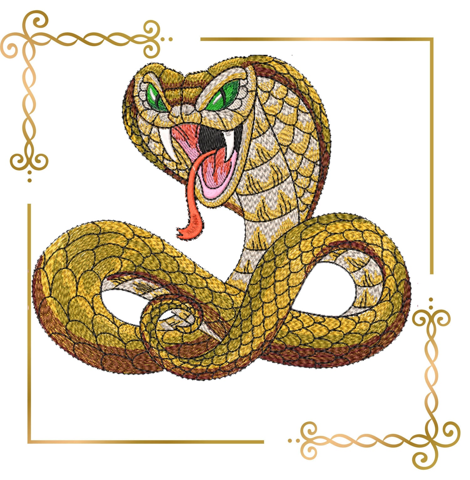 Animals Cobra Snake digital machine embroidery design 