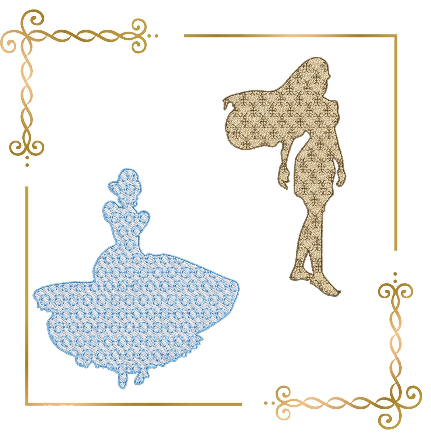 Princess Disney Characters silhouettes SET 9Princess Disney Characters  silhouettes  SET 9 Princesses machine embroidery design 