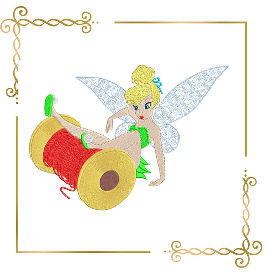 Princess Tinker Bell Fabulous Fairy Disney spool of thread - machine embroidery design