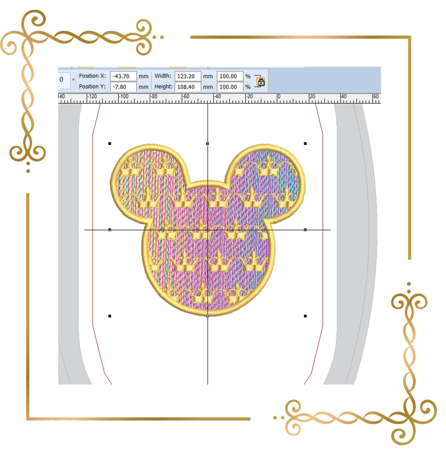 Mouse rainbow  head crown embroidery  to the direct download