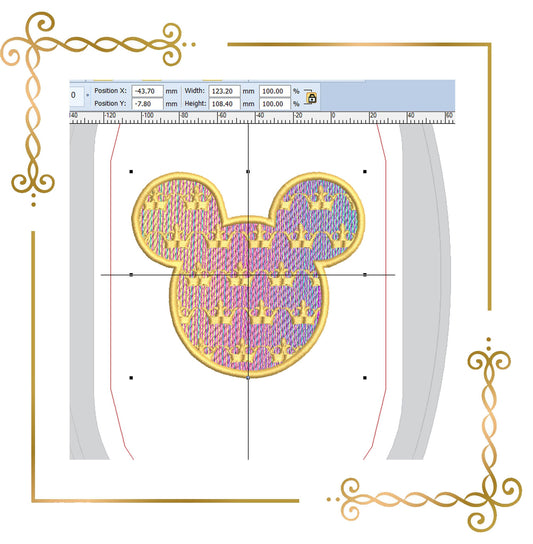 Mouse rainbow  head crown embroidery  to the direct download