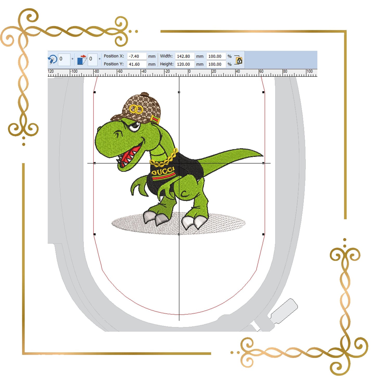 Cartoon Characters t-rex is a dinosaur, Fashionable, Character, 2 Sizes, embroidery design  zum direkten Download,